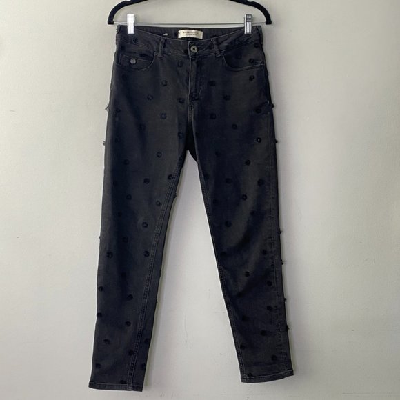 Scotch & Soda Swiss Dots Jeans Slim Fit Boyfriend Off Black Size 25 - Picture 1 of 9